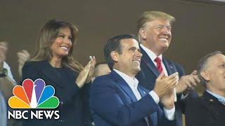 President Donald Trump Greeted With Loud Boos After Being Introduced At World Series  NBC News [upl. by Puklich]