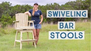 DIY Adirondack Swiveling Barstools  How To Build Tall Wooden Chairs [upl. by Dlanod]